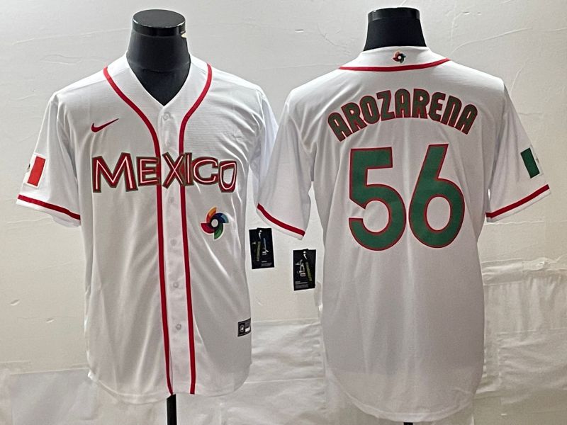 Men 2023 World Cub Mexico #56 Arozarena White green Nike MLB Jersey 11